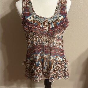 Solitaire Multicolor Boho Sleeveless Blouse